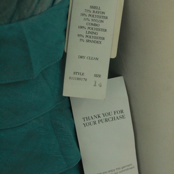 NWT Adrianna Papell Teal Stretch Plus Size Ruffle Skirt Party Dress - Picture 5 of 6